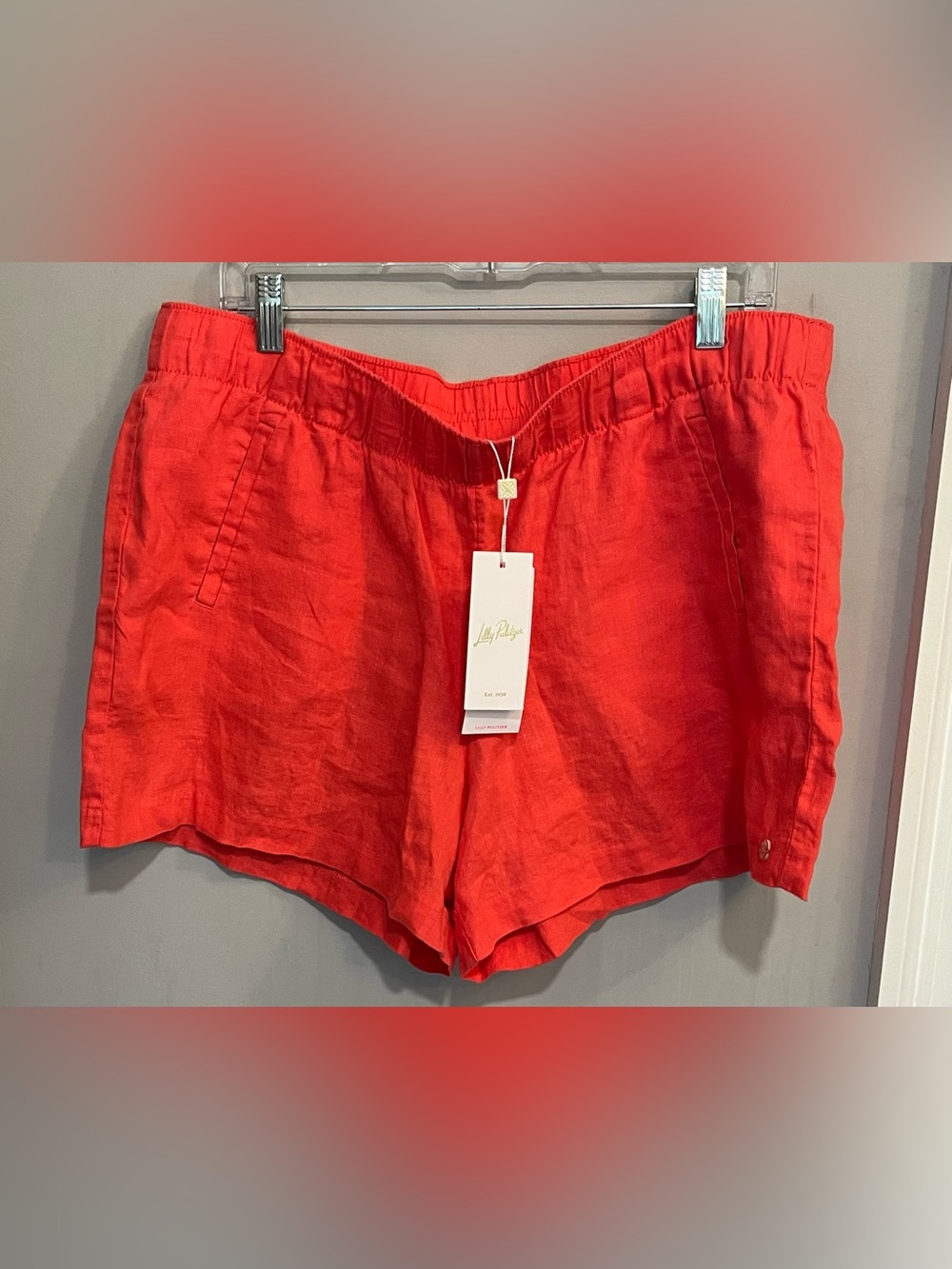 NWT Lilly Pulitzer Lilo Linen Short Mizner Red Size XL - Picture 2 of 8